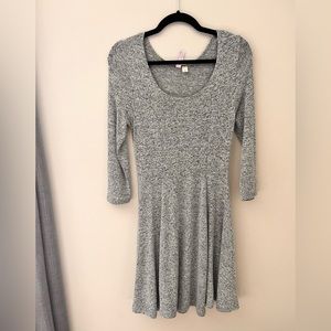 Grey fit and flare sweater dress